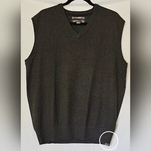 Mens Eddie Bauer Gray V-Neck Cotton Cashmere Sweater Sz LG